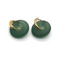 Gold Tone Frosted and Transparent Donut Hoop Earrings view 5