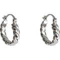 Silver Twisted Rope Hoop Earrings Hinged Latch Medium Circles view 5