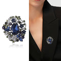 Large Teardrop Crystal Floral Cluster Brooch in Four Palettes view 2