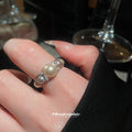 Pearl Cluster Open Rings Silver Champagne Multi Styles view 3