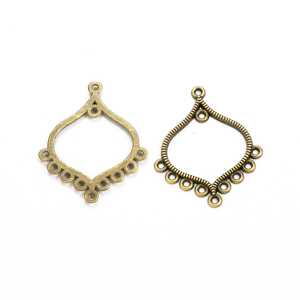 37x30mm Hollow Alloy Multi-Hole Earring Connector Pendant