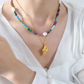 Multicolor Disc Bead Necklace Freshwater Pearl Accents view 4