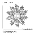 Pearl Snowflake Brooch in Metal with Radiating Crystal Branches Around a White Pearl view 6