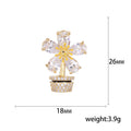 Crystal Flower Pot Brooch In 1 Style With Polished Metal And Decorative Details view 5