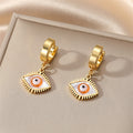 Gold Huggie Shell Eye Drop Earrings 7 Iris Frame Styles view 6