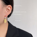 Matte Gold Cherub Medallion Drop Earrings Baroque Pearls view 2