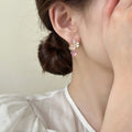 Crystal Flower Stud Earrings in Pink Blue and Navy view 3