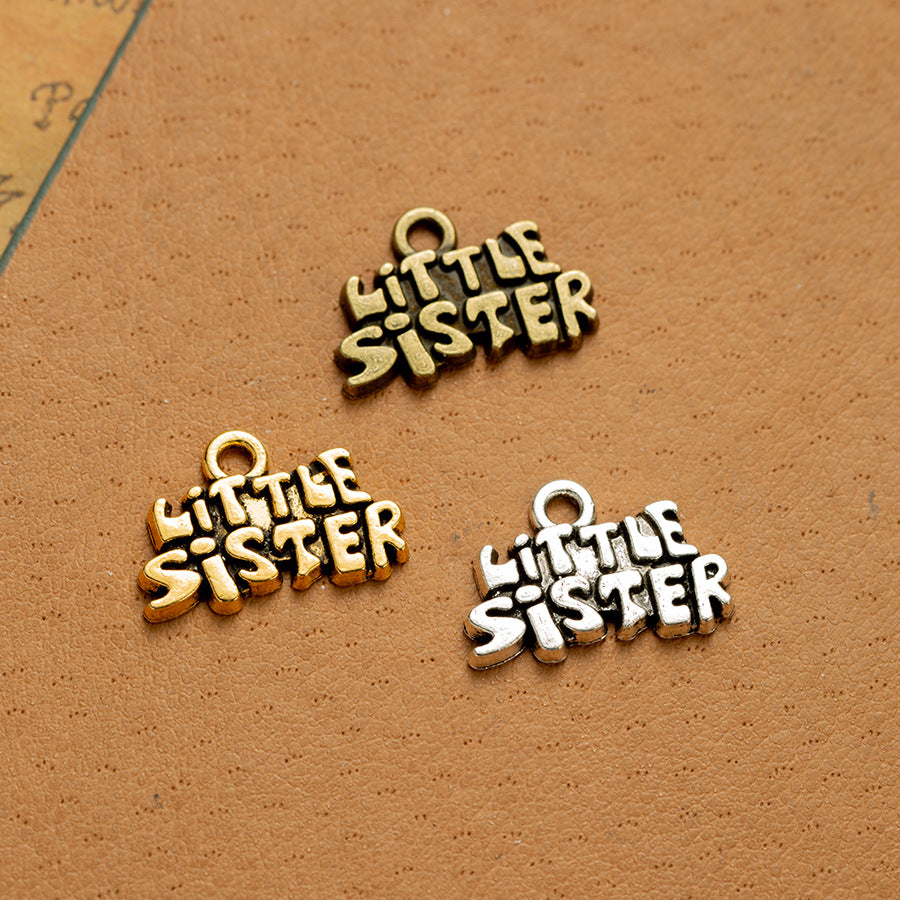 19x13mm SISTER Letter Alloy Pendant Charm
