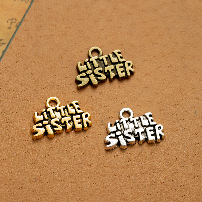19x13mm SISTER Letter Alloy Pendant Charm