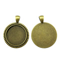 Ribbed Round Cabochon Pendant Settings in Two Antique Finishes view 4