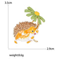 Running Hedgehog Enamel Brooch Holding a Flower in Four Colors view 5
