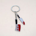 Gold and Silver Tone Blood Splatter Knife Split Ring Keychains view 6