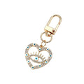Gold Tone Rhinestone Heart Lash Eye Clip Keychains in Five Colors view 5