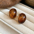 Amber Brown Resin Stud Earrings In Three Shapes Jewelry view 7