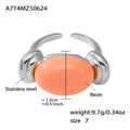 Oval Resin Open Rings Gold Steel Band Multicolor Stones view 9