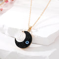 Gold Tone Druzy Crescent Moon Blue Evil Eye Pendant Necklaces view 2