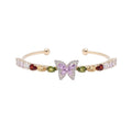 Gold Butterfly Crystal Open Cuff Bracelets Pink Multicolor view 5