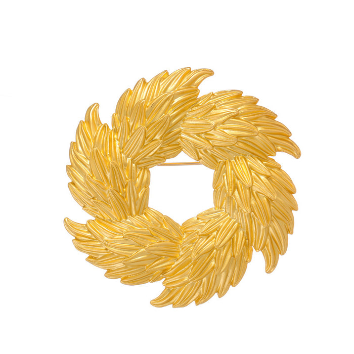 Gold Tone Olive Branch Metal Brooch Pin for Jackets and Lapels