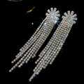 Crystal Dome Chain Fringe Statement Drop Earrings For Women view 7