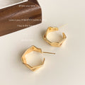 Gold Geometric Hollow Square Hoop Earrings Wave Edge view 3