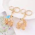 Rhinestone Swan Baby Carriage Keychain Gold Tone Four Colors view 2