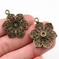 Layered Filigree Flower Metal Charms in Two Antique Finishes view 6