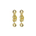 Gold Tone Hammered Open Disc Cascade Stud Earrings view 5