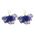 Sheer Fabric Flower Drop Earrings In Three Vivid Colors view 5