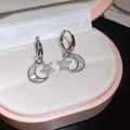 Gold and Silver Tone Crescent Moon and Star Hoop Earrings view 6