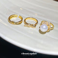 Pearl Flower Bow Twist Open Rings Gold Silver 3 Styles view 4