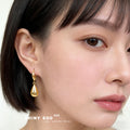 Gold Teardrop Drop Hook Earrings Smooth Solid Pendant view 2