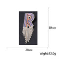 Multicolor Crystal Letter R Brooch with Chain Fringe view 5
