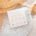 Mini Heart Crystal Pearl Ball Stud Earring Set Gold Silver view 4
