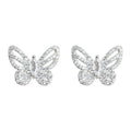Silver-Tone Full Pave Butterfly Marquise Stud Earrings view 5