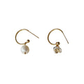 Gold Tone White Pearl And Rose Flower Asymmetric Hook Earrings view 5
