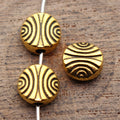 Antique Gold Metal Curved Line Flat Round Bead For Jewelry Making view 2