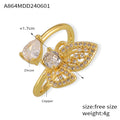 Gold Zircon Butterfly Open Ring Teardrop Accent Free Size view 6