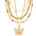 Gold Layering Necklaces Bracelet Butterfly Shell Bead Styles view 5