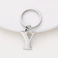 Stainless Steel Alphabet Letter Keychain With Polished Silver Initial Charm view 3