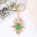 Rhinestone Owl Keychain Gold Clasp Four Belly Colors view 1