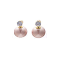 Pink Pearl Look Clear Round Top Classic Stud Earrings view 5