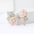 Crystal Bow Brooch with Pearl Loops in Rose Gold and Silver view 4