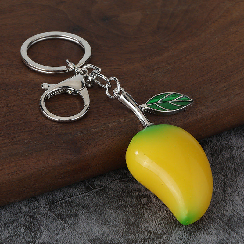 Cartoon Mango Resin Keychain Bag Charm for Car Keys