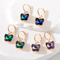 Gold Tone Crystal Butterfly Huggie Earrings in Five Colors view 4