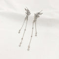 Silver Wing and Long Chain Tassel No Piercing Ear Clips view 4
