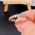 Rose Gold Tone Full Eternity Clear Band Finger Ring Sizes 6-10 view 3