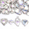 Iridescent Ornate Heart Metal Jewelry Charms, 4 Shapes view 4