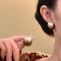 Flocked Double Ball Stud Earrings in Black and Red view 4