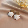 Round Top and White Seed Bead Cluster Drop Earrings view 3