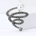 Spiral Crystal Brooch With White Pearl and Drop Accent view 2